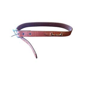 Brown Full Grain Cowhide Leather Belt 30" Made In U.S.A. Horse Bit Detail